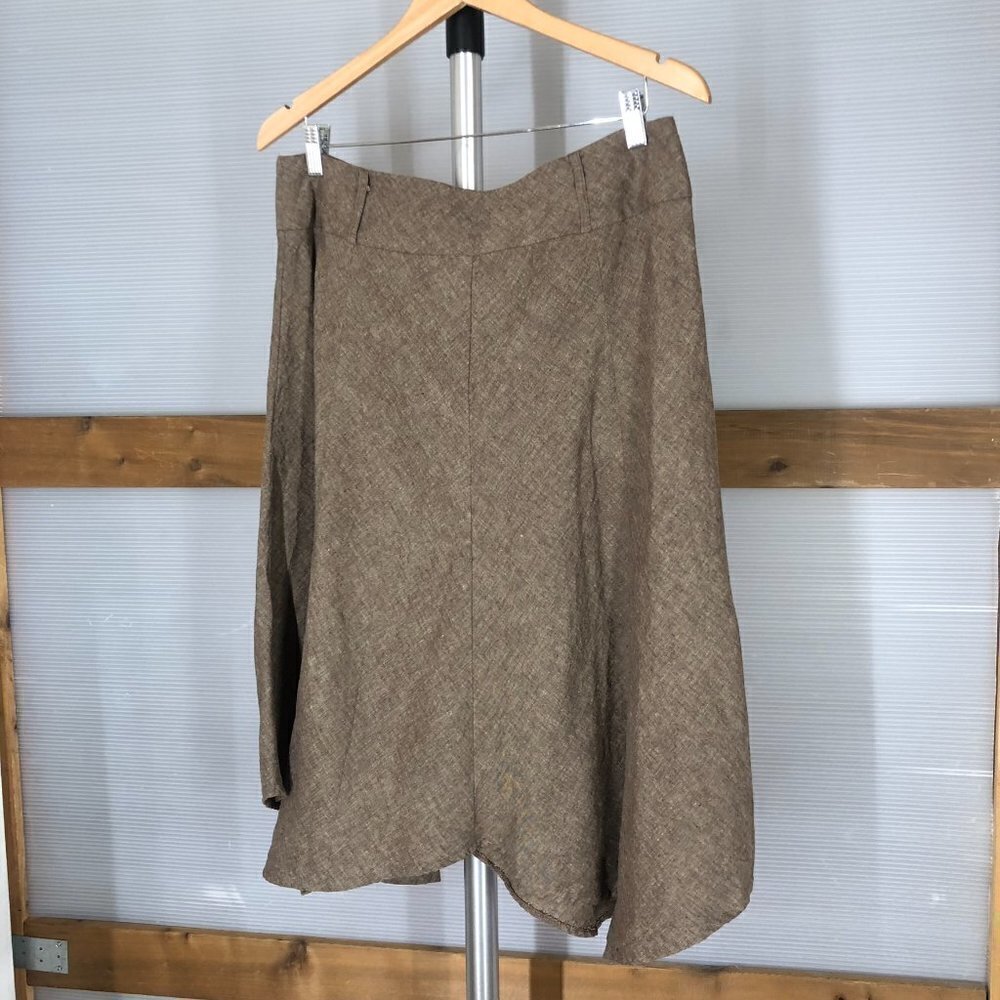 Chapter ONE Linen Cotton Brown Zig-Zag Hem A-Line Skirt Sz 12‎